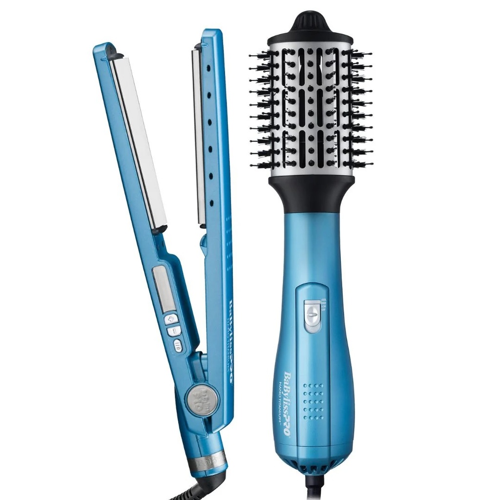 Nano Titanium Combo de Plancha de 1 ¼" y Cepillo de Aire Caliente de 2½ BaBylissPRO