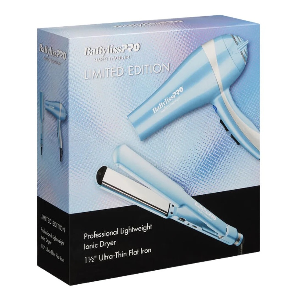 Nano Titanium Combo de Plancha de 1 ½" y Secadora de Cabello 2000 watts BaBylissPRO