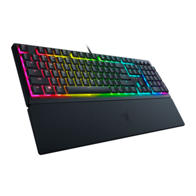 Teclado Gaming Razer Ornata V3 TKL  Low Profile Keys - Mecha Membrane Switches - UV Coated Keycaps - Backlit Media Keys - 8 Zone RGB Lighting - Spill Resistant - Magnetic Wrist Wrest Snap Tap