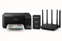 Combo Regreso a Clases Impresora Epson Tinta Continua EcoTank L3250 (Multifuncional/Color) - Marsriva Mini UPS KP2 Pro 8000mAh, 30W (4P) - Router AC1900 Dual Band Gigabit